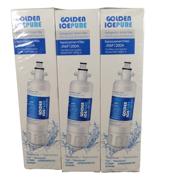 Golden Icepure Refrigerator Water Filter RWF1200A 3-Pack Fits LG Kenmore - Picture 1 of 11